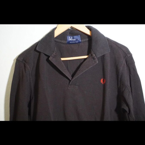 Fred Perry cotton piqué long-sleeve polo shirt used, black, size M