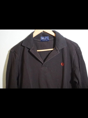 Fred Perry cotton piqué long-sleeve polo shirt used, black, size M