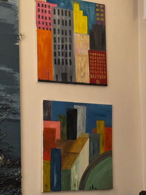 Oil paintings on canvas new two works titled “Cities”