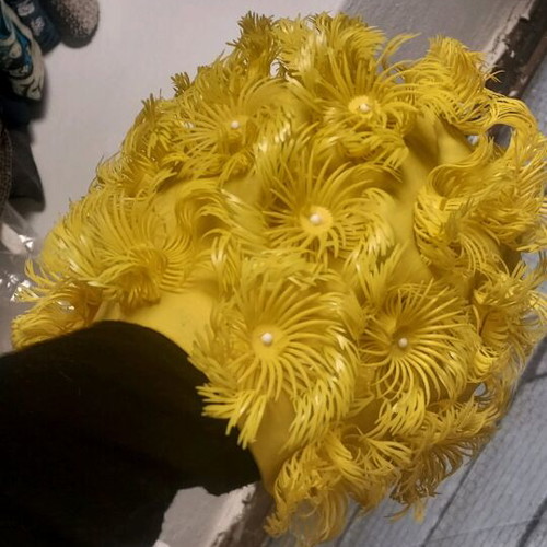 Swimming cap yellow with flowers like new