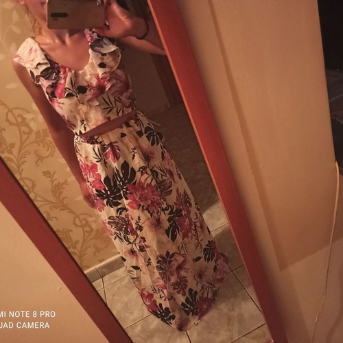 Formal dress new floral crop top set with maxi skirt one size
