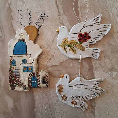 Handmade ceramic wall set Cycladic light, new