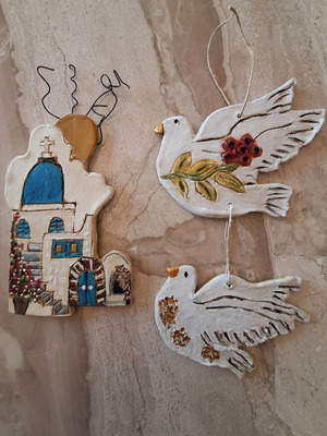 Handmade ceramic wall set Cycladic light, new