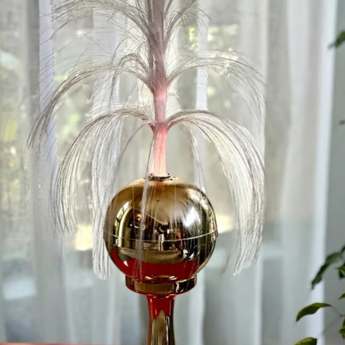 Vintage fiber optic lamp with clock used, space age style