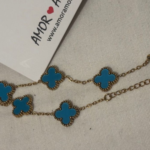 Amor Amor bracelet with turquoise clover and gold chain new