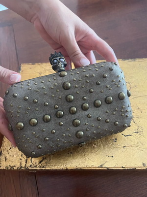 Evening bag like new bronze with studs