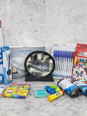 Thematic school and creative supplies set with Sandbilder new