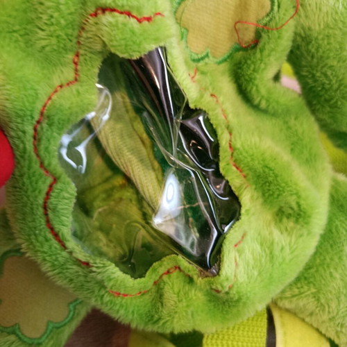 Chupa Chups plush backpack used, green frog