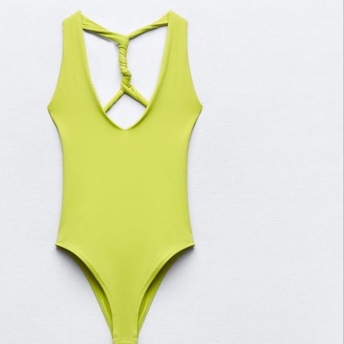 Lime bodysuit size S new with unique back design