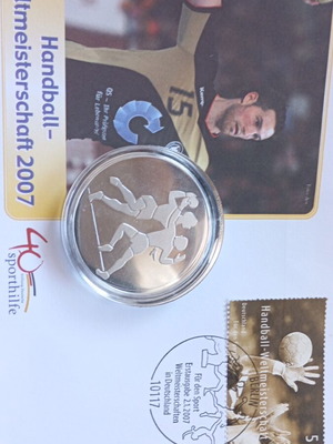 German Commemorative Silver-Plated Medal 40 Years Sporthilfe Handball