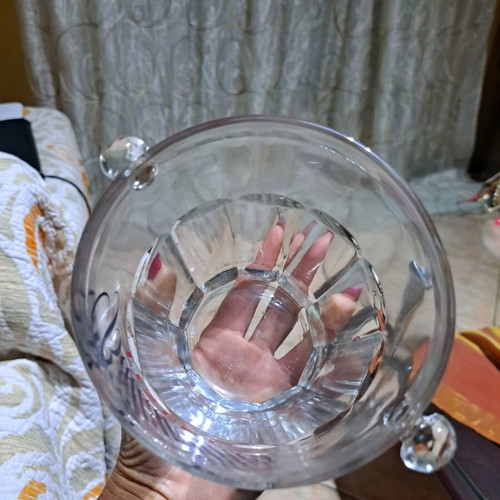 Ballantine's glass ice bucket like new with embossed designs