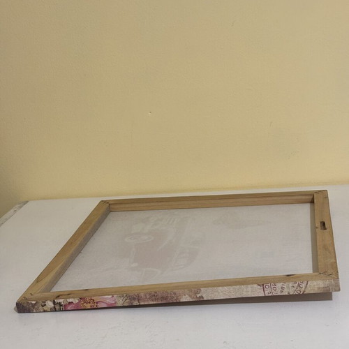 Vintage framed art with wooden frame, like new, square shape