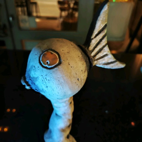 Alien fish decorative sculpture like new with base