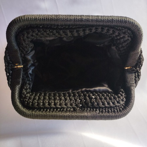 Handmade knitted handbag black and ecru, new