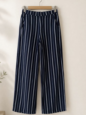 Tally Weijl striped wide-leg pants size 34 used, black and white