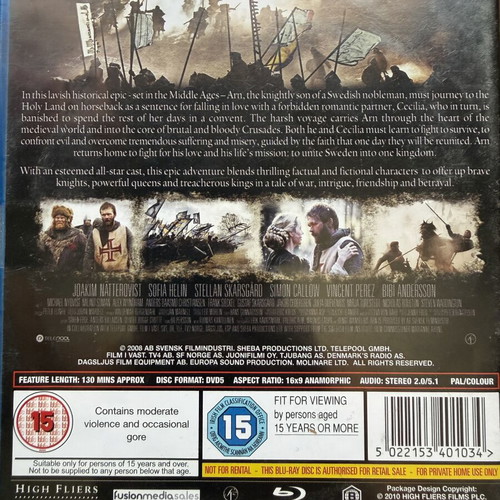 Arn Knight Templar Blu-ray like new with English subtitles