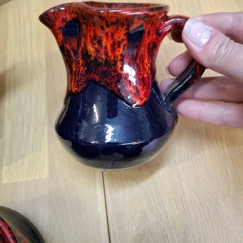 Ceramic vintage tea and coffee set with lava glaze