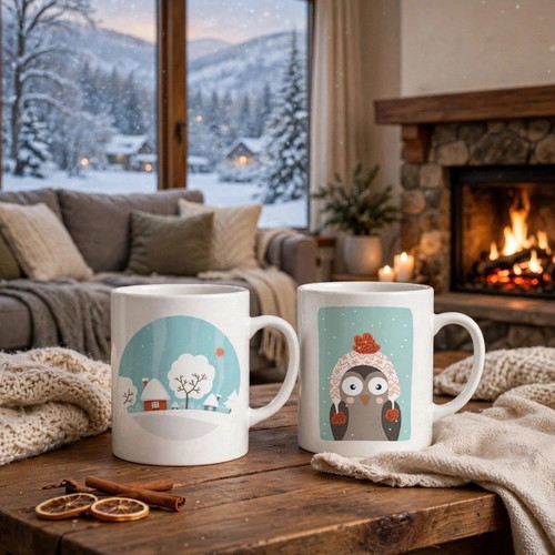 Handmade winter mugs set 250ml
