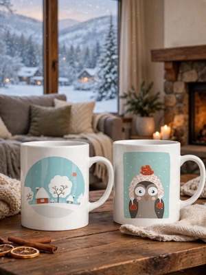 Handmade winter mugs set 250ml