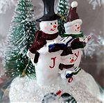 Χριστουγεννιάτικο γυάλινο διακοσμητικό με χιονανθρώπους και φως