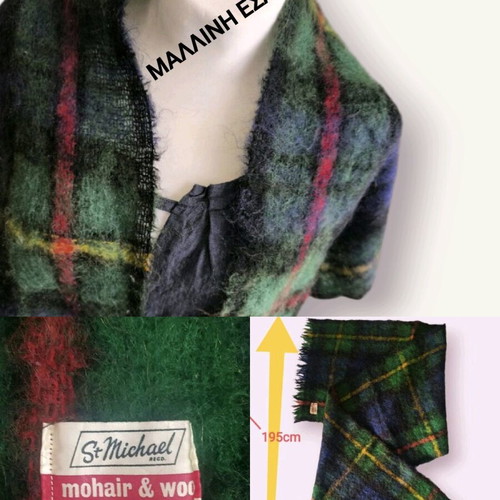 St. Michael vintage wool and mohair scarf like new, red and green