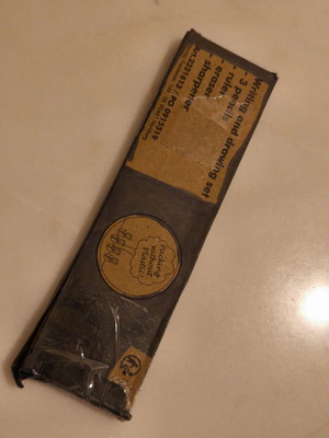 Vintage school set new, three pencils eraser sharpener ruler