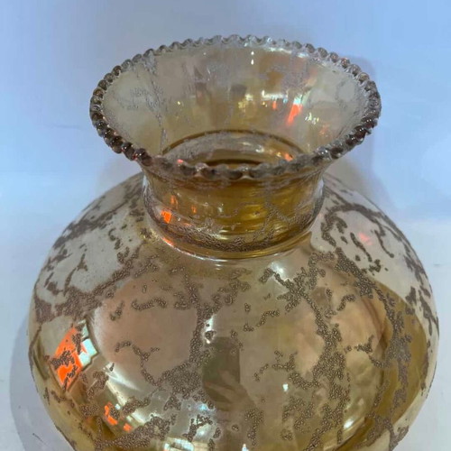 Vintage glass lampshade honey color with crystallized finish used