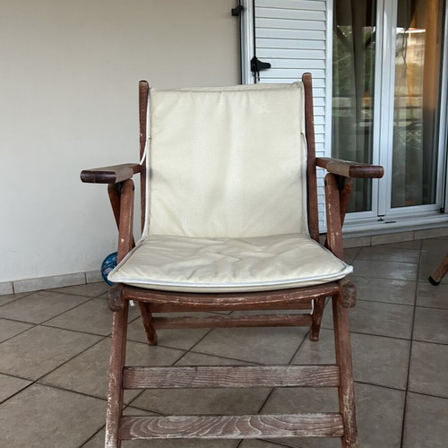 Outdoor wooden dining set used with 6 chairs and cushions