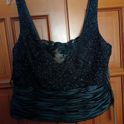 Luxury evening top made in Italy new, black with sequins and lace