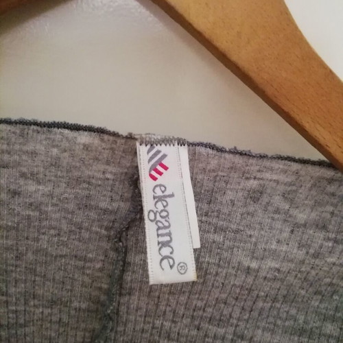 Elegance bolero crop tops, cotton ribbed, white and grey, size L