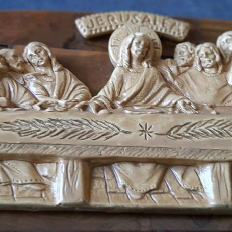 Wooden Last Supper souvenir used, relief from Jerusalem