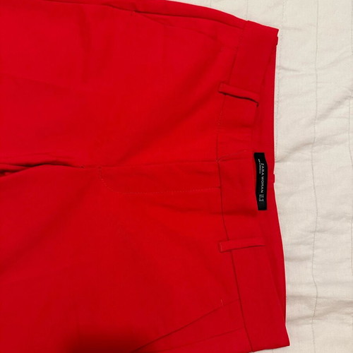 Zara red pants like new, straight cut with uneven hem size M