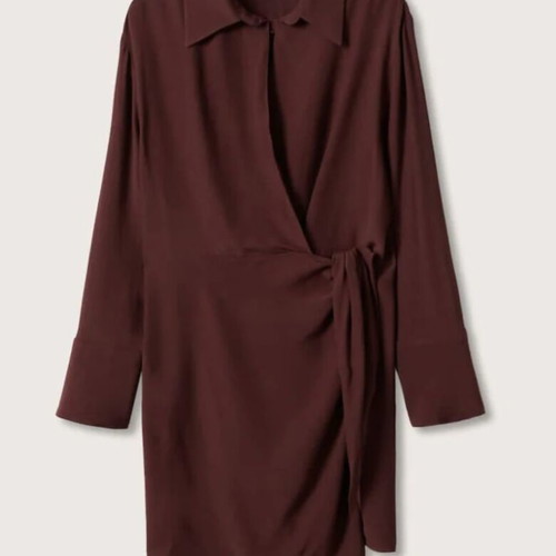 Mango short wrap dress like new, brown viscose, size S
