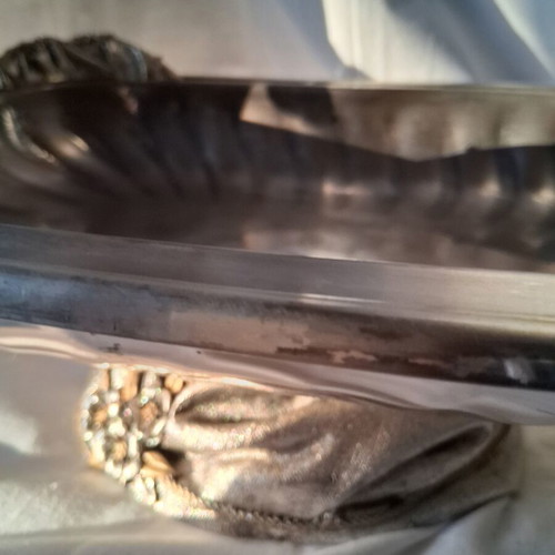 Vintage silver-plated fruit bowl used, baroque design, 37cm