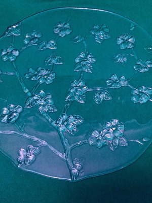 Walther Glas Almond Blossom crystal platter new, 70s-80s vintage
