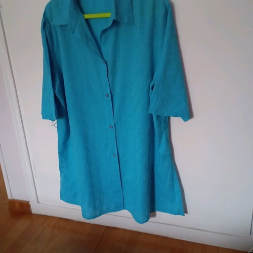 Shirt blouse XXL like new, cotton with embroidery blue turquoise