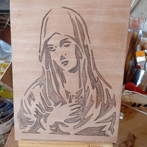 Handmade pyrography on wood, new