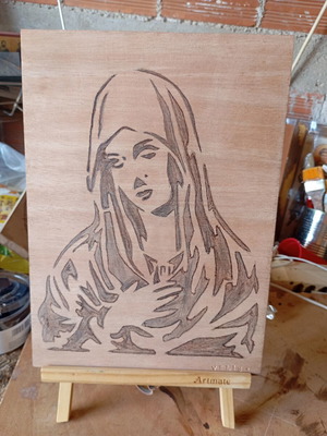 Handmade pyrography on wood, new