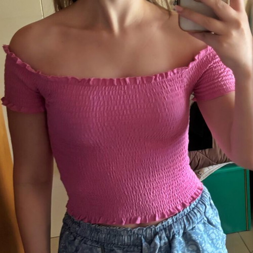 Pink Woman Off-Shoulder Top new, size S