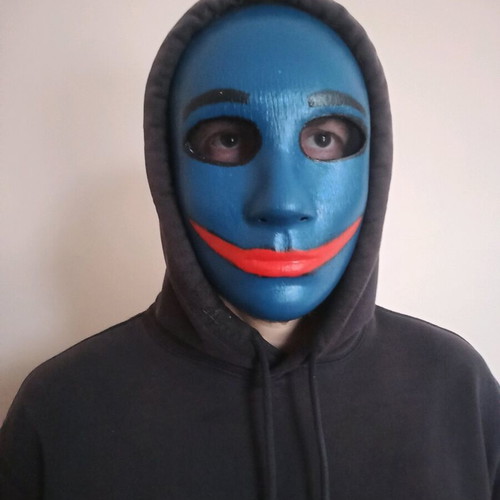 Blue clown mask handmade made to order
