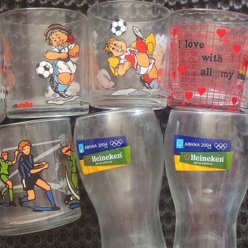 Collectible glasses used, Heineken Athens 2004 and more