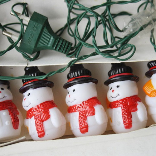 Christmas lights with snowmen vintage 1991 new