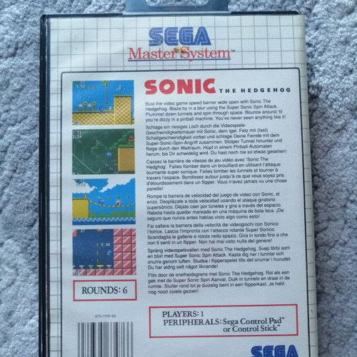 Sega Master System Sonic the Hedgehog used, original box and manual