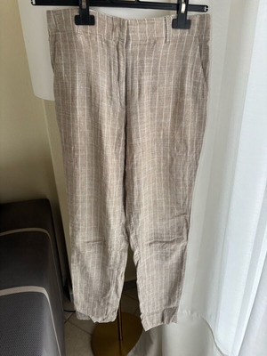 Mango linen pants beige with stripes size S like new