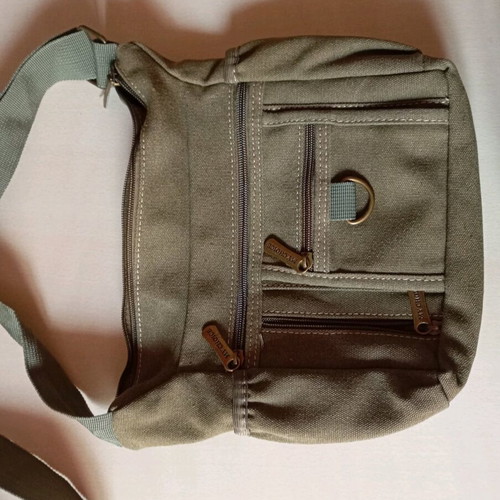 Green canvas shoulder bag new