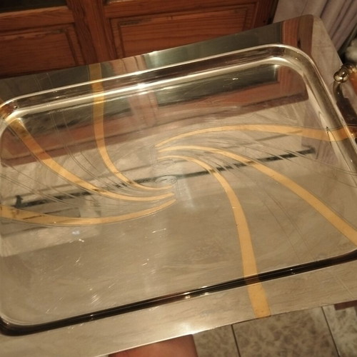 Vintage stainless steel serving tray like new, 40x30 cm