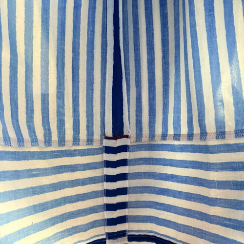 Karavan custom-tailored striped skirt, navy and white