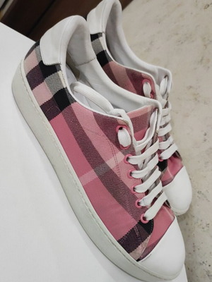 Burberry men's sneakers used, narrow fit, size 42, white and pink