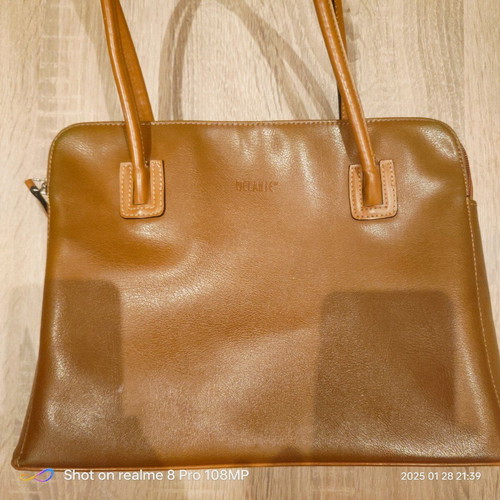 Melanie women's handbag used, brown, leatherette 33x24 cm