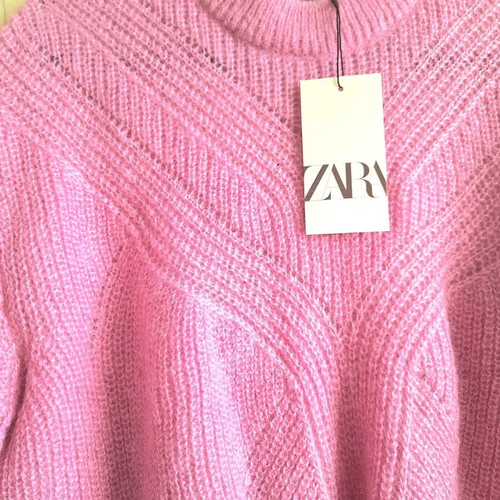 Zara women's sweater new, 100% wool, pink, size L